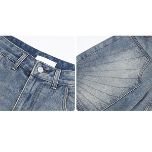 Pantalones Cortos de Mezclilla para Hombre, Estilo Baggy de Cintura Media, Lavados, 100% Algodón, Color Sólido, Casuales - Product Image 4