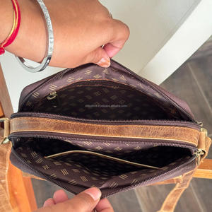 Petit sac à bandoulière en cuir véritable de haute qualité pour femmes sacs à bandoulière polyvalents en cuir durable avec haut zippé - Product Image 6