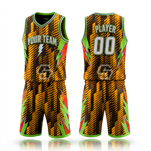 Ensemble de maillots de basket personnalisés, impression par sublimation, nom de l'équipe, unisexe adulte, tissu respirant anti-transpiration, maillot en mesh à col en V - Product Image 1