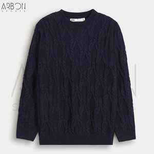 Pull-over d'hiver confortable à col rond 2026 – Qualité classique, nouvelle tendance, coupe ajustée pour homme, bleu marine – Vente en gros - Product Image 4