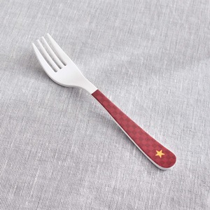 White Plastic Spoon And Fork Set With Red Checkered Handles Cute Design For Children Bpa Free Matte Finish - Product Image 4