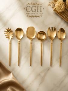 Wholesale Supply Classic Design Brass Kitchen Utensil Set <b>Gold</b> Plated <b>Mirror</b> <b>Long</b> Handle Eco-Friendly Durable Wedding Catering - Product Image 3