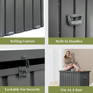 Contenitore da Esterno Impermeabile da 200 Galloni, Grande Box Portaoggetti per Patio con Serratura, per Cuscini, Copricuscini e Attrezzi da Giardino - Product Image 4