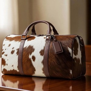 Wholesale genuine cowhide leather hair on travel <b>bags</b> custom logo supplier OEM premium fashion luggage <b>bag</b> for sale in low price - Product Image 4