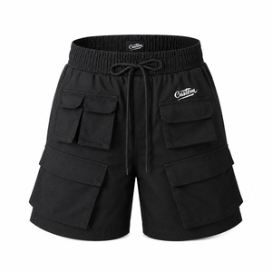 Shorts cargo pour homme personnalisés, multi-poches, tactiques, utilitaires, taille élastique, cordon de serrage, streetwear, décontractés, pour l'extérieur - Product Image 1