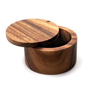Modern Wooden Salt Cellar <b>Lid</b> Handmade Dishwasher Safe Seasoning Storage <b>Box</b> Includes Spoons for Farmhouse Kitchen Home - Product Image 6