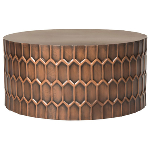 Modern Round Hammered Metal Drum Coffee <b>Table</b> <b>Copper</b> Finished Handcrafted Center <b>Table</b> for Living Room Hotel and Office Decor - Product Image 6