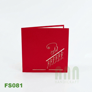 Cartes de vœux 3D personnalisées 'Chats sur les escaliers Amitié' Design fait main au Vietnam Papier de haute qualité ANN HANDICRAFT FS081 - Product Image 3