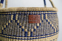 Panier Bolga en jonc de mer, style tressé du Ghana, durable, avec couvercle et poignées pliables, multifonction, couleur naturelle, fait main au Vietnam, prix abordable