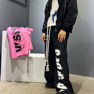 Wholesale Screen Printing Pants <b>Jogger</b> Trousers Vintage Heavy Weight Baggy Wide Leg Cotton <b>Stacked</b> Sweatpants Men's Trousers - Product Image 4