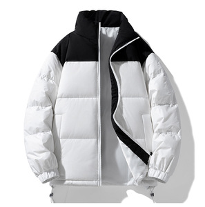 Veste matelassée color block pour homme, col montant, fermeture éclair, manteau d'hiver épais, coupe ample, coupe-vent, vêtement d'extérieur décontracté - Product Image 5