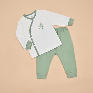 Conjunto de Ropa para Bebé con Diseño de Dibujos Animados, Manga Larga, Botones Laterales, Tejido de Bambú y Spandex, Transpirable, Unisex - Product Image 2