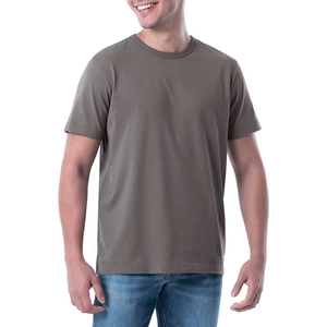 T-shirt en jersey de coton à manches courtes et col rond pour homme, couleur unie, coupe classique, style décontracté - Product Image 1