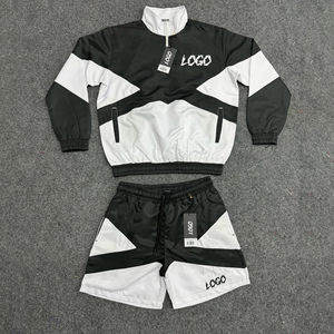 Conjunto Deportivo Personalizado con Logotipo, Chaqueta con Capucha y Cierre y Pantalones Cortos, Unisex, para Hombre, de Algodón Orgánico, Resistente al Viento, Tallas Grandes - Product Image 2