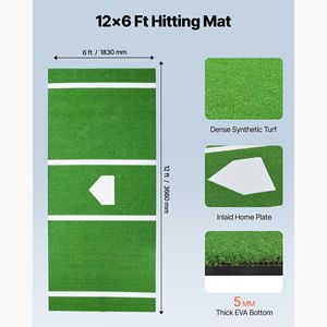 Tappetino da Allenamento per Baseball e Softball 12x6 ft, Attrezzatura per Pratica di Battuta, Tappeto per Home Plate, Materassino per Allenamento Domestico - Product Image 2