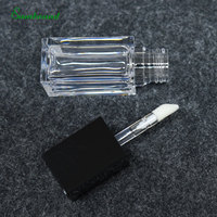Tube de brillant à lèvres carré de 11 ml grande capacité, noir brillant, avec applicateur transparent, pour fond de teint et contour, cosmétiques, vente en gros