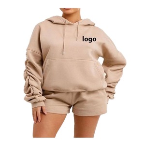 Nouveautés tendance : ensembles courts à capuche pour femmes, ensembles deux pièces, polyester/coton respirant et écologique, vente personnalisée - Product Image 4