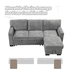 Elegante e Funzionale Divano Letto Sezionale con Chaise Longue, Scaffale Portaoggetti, Tavolino Estraibile e Caricatore USB - Product Image 4