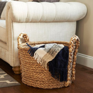 Cesta Decorativa Hecha a Mano de Jacinto de Agua, Natural, Ecológica, Ligera, Duradera, Organizador de Almacenamiento al por Mayor, Perfecta para el Hogar - Product Image 1