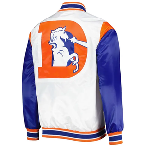 Duke Blue Devils White Winter Casual Puffer <b>Jacket</b> Men's Preppy Style <b>Zipper</b> Front Orange Blue Accents Floral Turn-down Collar - Product Image 2