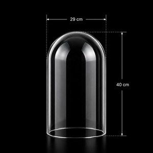 G021-22-18-A  29x40 mm. Cúpula de cristal para exhibición con asa superior de diamante y base escalonada dorada, base de madera - Product Image 5