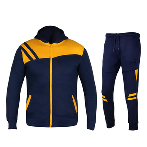 Adult Unisex Washed Hooded Casual Lightweight Tracksuit Blue Yellow Color Long Sleeve Slim Fit <b>Fleece</b> Sports Jogging <b>Running</b> - Product Image 3