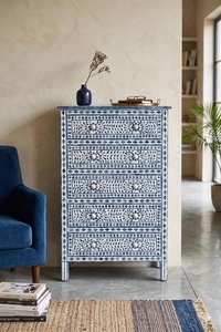 Best Selling Bone Inlay End Table <b>With</b> Geometric Pattern Handmade Accent Furniture For Living Room Bedroom And Office Decor Sale - Product Image 4