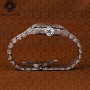 Montre de luxe Charm Jewells en acier inoxydable, boîtier rectangulaire 38 mm, quartz analogique, lunette sertie de diamants, mode féminine - Product Image 2
