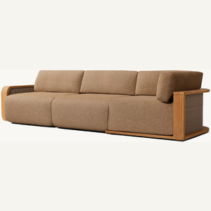 Sofá para tres personas con cojines suaves y duraderos para casas o villas en color marrón - Product Image 5