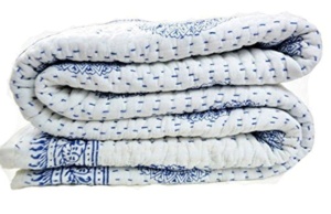 Edredón Kantha de algodón hecho a mano con estampado de lunares, colcha Kantha Reversible, edredón con estampado de bloques lavables para uso en hoteles - Product Image 4
