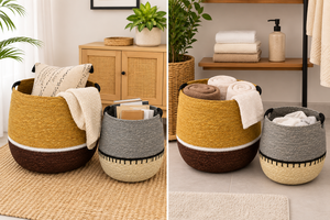 Handmade Eco-Friendly Seagrass Woven Multifunction Storage <b>Basket</b> Lid <b>for</b> Dining Room Small Desktop <b>Flower</b> Gift <b>Basket</b> - Product Image 6