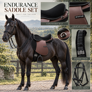 Conjunto de Silla de Montar Inglesa para Caballo |   Silla de Montar Sintética para Endurance con Brida a Juego, Cincha Acolchada y Estribos para Senderismo y Carreras de Distancia - Product Image 5