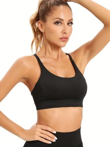 Ladies Smooth Knit Fitness Crop Top Open Ventilation Back Gymwear <b>Underbust</b> Band Dance Bralet Compression Exercise Clothing - Product Image 4