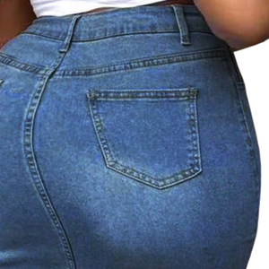 Womens High Waist Distressed Button Front <b>Denim</b> Mini Skirt Light Blue <b>Stretch</b> Slim Fit Casual Streetwear Summer Fashion - Product Image 4
