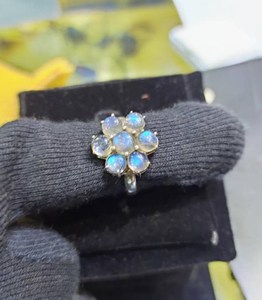 Natural Blue <b>Labradorite</b> Gemstone <b>Ring</b>, 925 Sterling Silver Rainbow Vintage <b>Ring</b> - Product Image 1