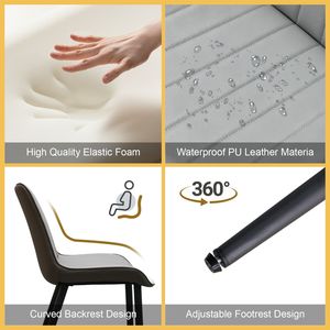 Set di 6 Sedie da Pranzo in Pelle PU Azzurra e Grigia con Motivo a Onde, Senza Braccioli e Gambe in Metallo, per Cucina e Ristorante - Product Image 2