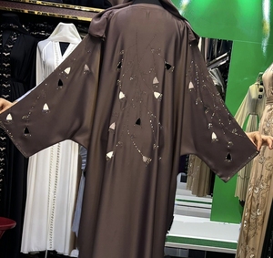 New2026 Selling Abaya Modest Dubai Beaded Sequined <b>Long</b> Sleeve Abaya Muslim Traditional Handmade Wedding Women Breathable V Neck - Product Image 4