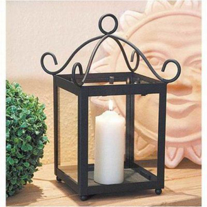 New Decorative <b>Black</b> Iron <b>Lantern</b> With Clear Glass Panels For Home Wedding Holiday Lighting Decoration On Sale - Product Image 5