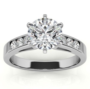 Round Cut Moissanite <b>Ring</b> 925 Sterling <b>Silver</b> White Gold Plated Classic <b>Solitaire</b> Luxury Engagement Wedding Promise Bridal <b>Ring</b> - Product Image 1