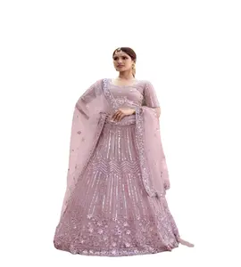 결혼식을 위한 Kurti lehenga choli 인도 스타일 원피스 녹색 벨벳 자수 Peplum 블라우스와 신부 Lehenga