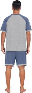 Conjunto de camiseta y pantalones cortos de verano para hombre, talla grande, informal, con bloques de color, de punto, poliéster y algodón, dos piezas. - Product Image 2