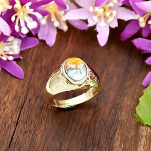 Handmade <b>Men</b> Osyter Copper Turquoise 18K Gold Vermeil Oval Shape Stignet <b>Ring</b> 925 <b>Sterling</b> <b>Silver</b> Fine <b>Ring</b> For <b>Men</b> Gift Parties - Product Image 3