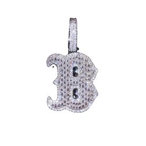 Pendentif lettre B en moissanite personnalisé en gros Bijoux de fête en argent sterling hip hop glacé aspect diamant VVS plaqué or rose jaune - Product Image 1