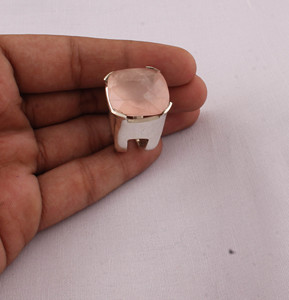 Natural Rose <b>Quartz</b> Cushion <b>Ring</b> 925 Sterling Silver Jewelry Square Pink Gemstone <b>Ring</b> Vintage Style Statement <b>Ring</b> for Women - Product Image 6