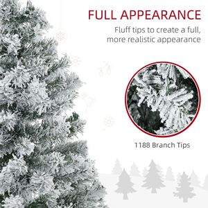 7.5 ft Tall Pre-Lit Artificial Christmas Tree with 1188 Snow Flocked <b>Branches</b> 500 Warm White LED <b>Lights</b> Auto Op Holiday Decor - Product Image 5