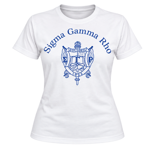 Sigma Gamma Rho <b>White</b> T Shirt Blue Crest 1922 Graphic Print Short Sleeve O Neck Greek Sorority Apparel Classic Casual <b>Top</b> - Product Image 3