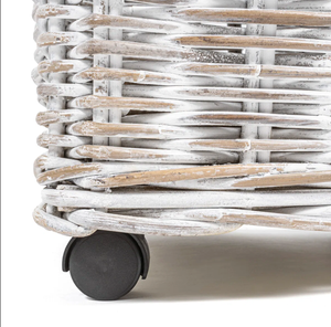 Panier en rotin tissé à la main blanc avec poignées, écologique, moderne, multifonctionnel, bac de rangement, organisateur pour la maison et la lessive - Product Image 2