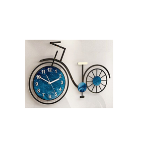 Luxury Bicycle <b>Wall</b> <b>Clock</b> Creative Metal Frame Design Blue Front Wheel <b>Clock</b> Face Artistic Modern Home Wedding Mechanical Silent - Product Image 1