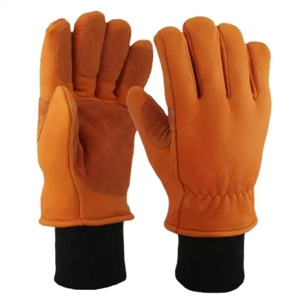 Reinforced Cowhide Grain Leather Safety Anti-Static Smooth Work <b>Gloves</b> Cold Resistant Thick Fleece Lining Industrial <b>Driver</b> Hand - Product Image 6