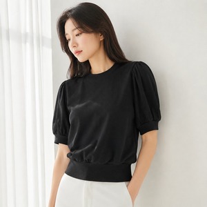 Top Deportivo Sin Costuras para Mujer, con Logotipo Frontal, Manga Abullonada, Poliéster y Algodón, Ropa Deportiva para Gimnasio, Entrenamiento, Color Negro - Product Image 3